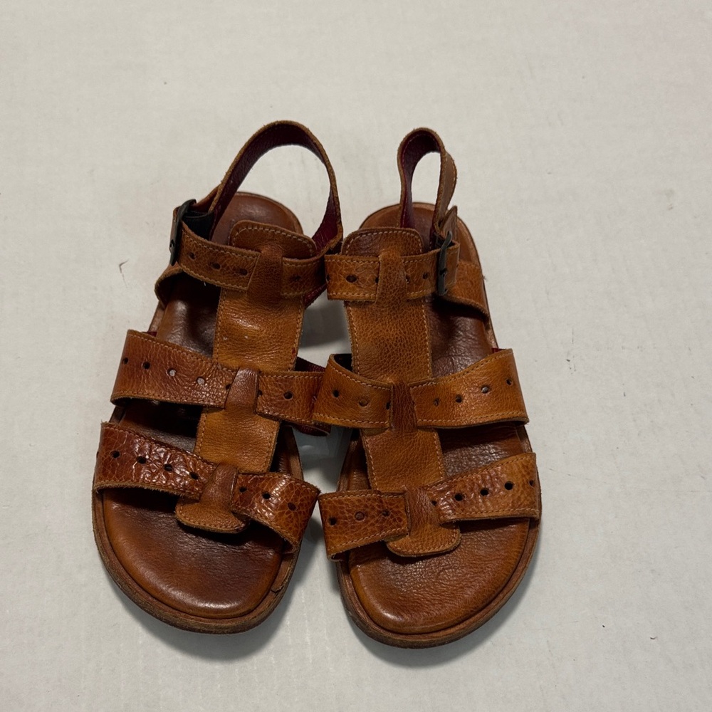 Bed Stu Cognac Brown Leather Gladiator Strappy Sandals Sz 8.5